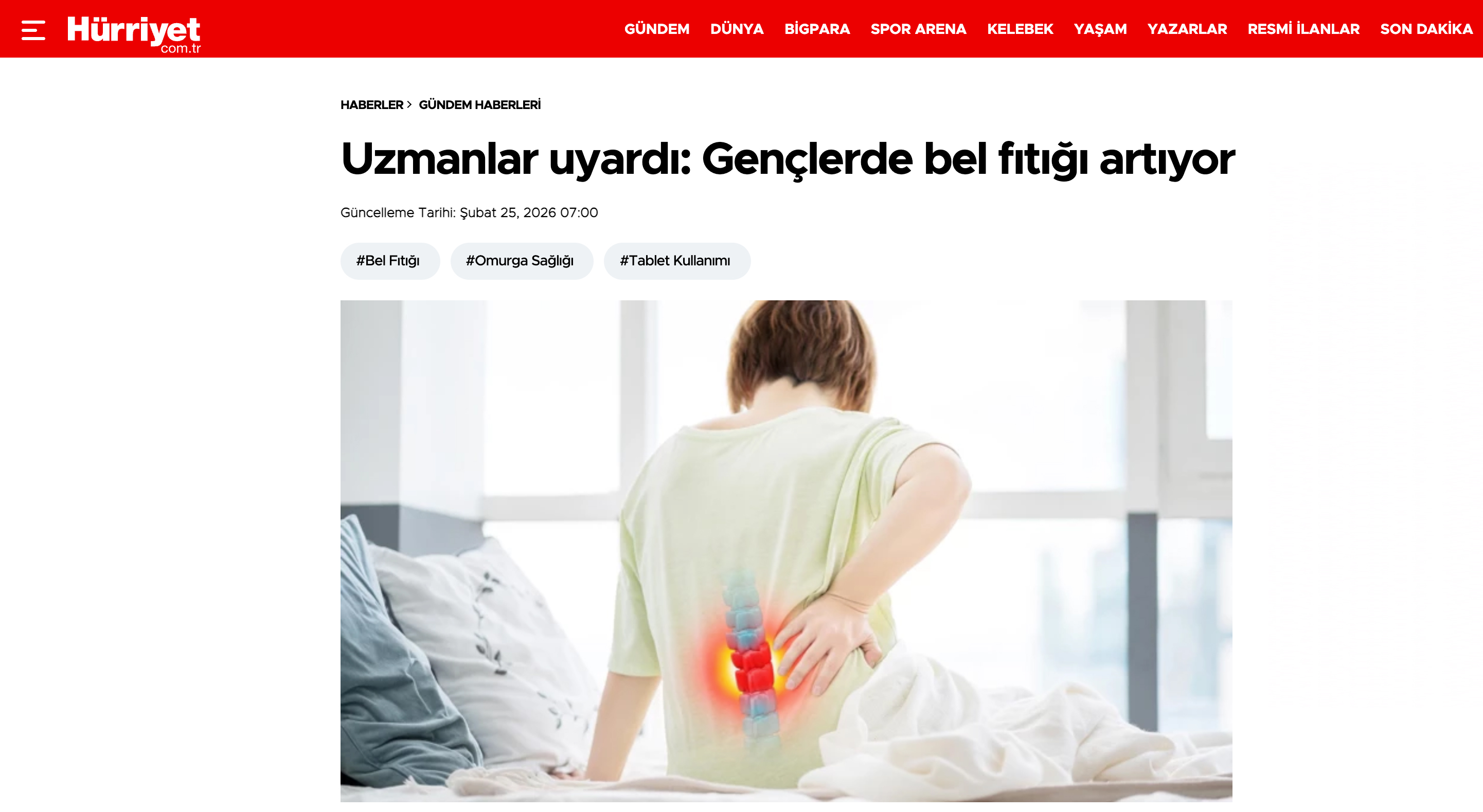 Gençler arasında bel fıtığı vakaları artıyor