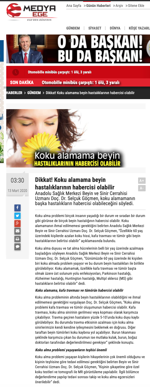 Koku Alamama Beyin Hastalığı Habercisi Olabilir